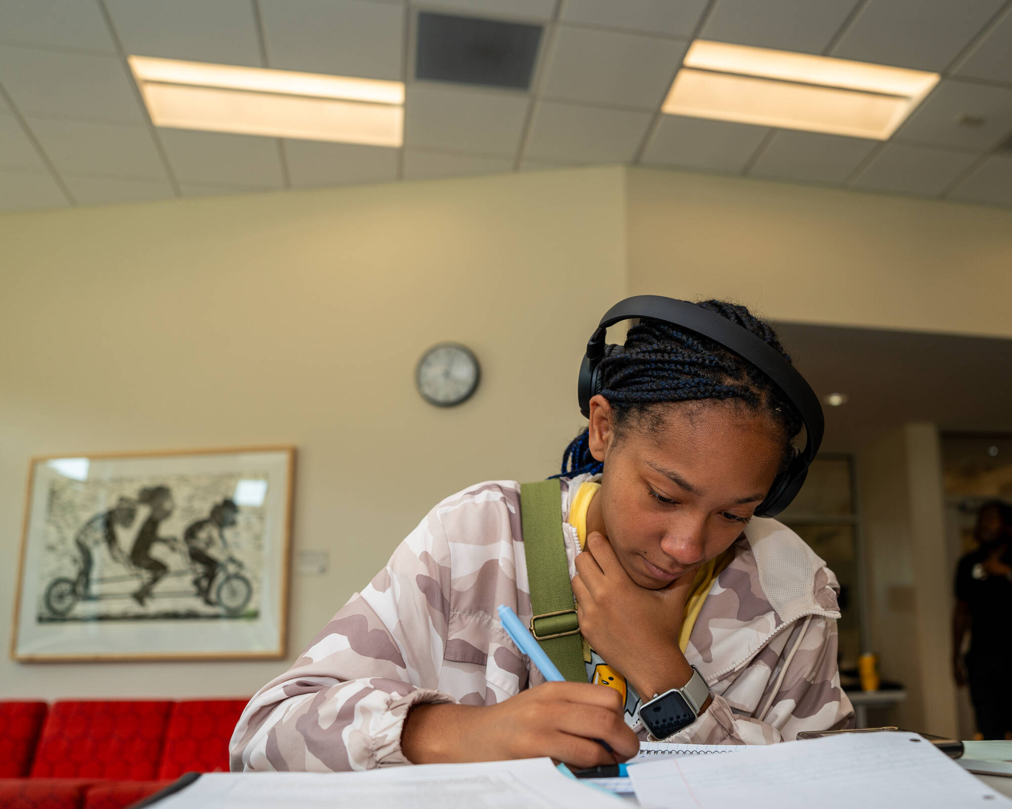GVSU art history student Cayley Brooks studies as part of the Oliver Wilson Scholars program at the Holton-Hooker Learning and Living Center on July 22.